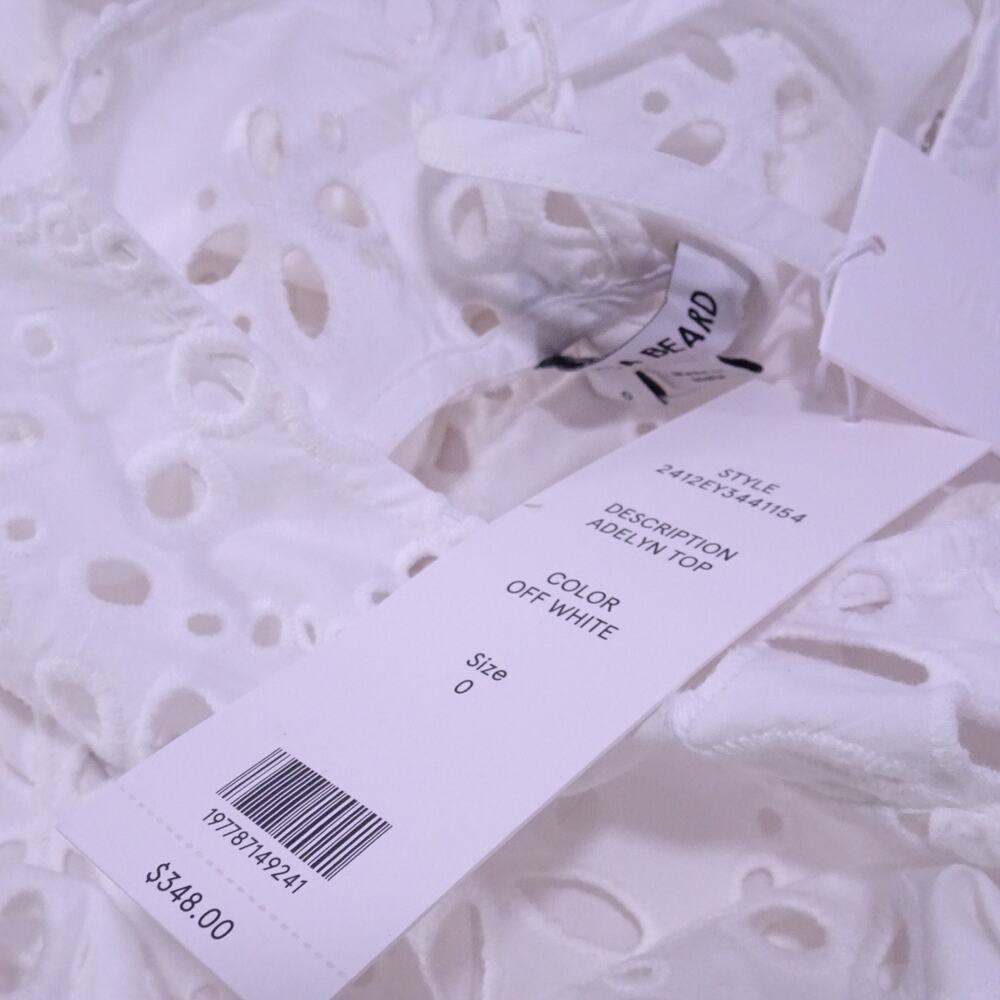 Veronica Beard  Adelyn Eyelet Sleeveless Top Sz 0 NWT 348 White IRRG - Picture 12 of 16